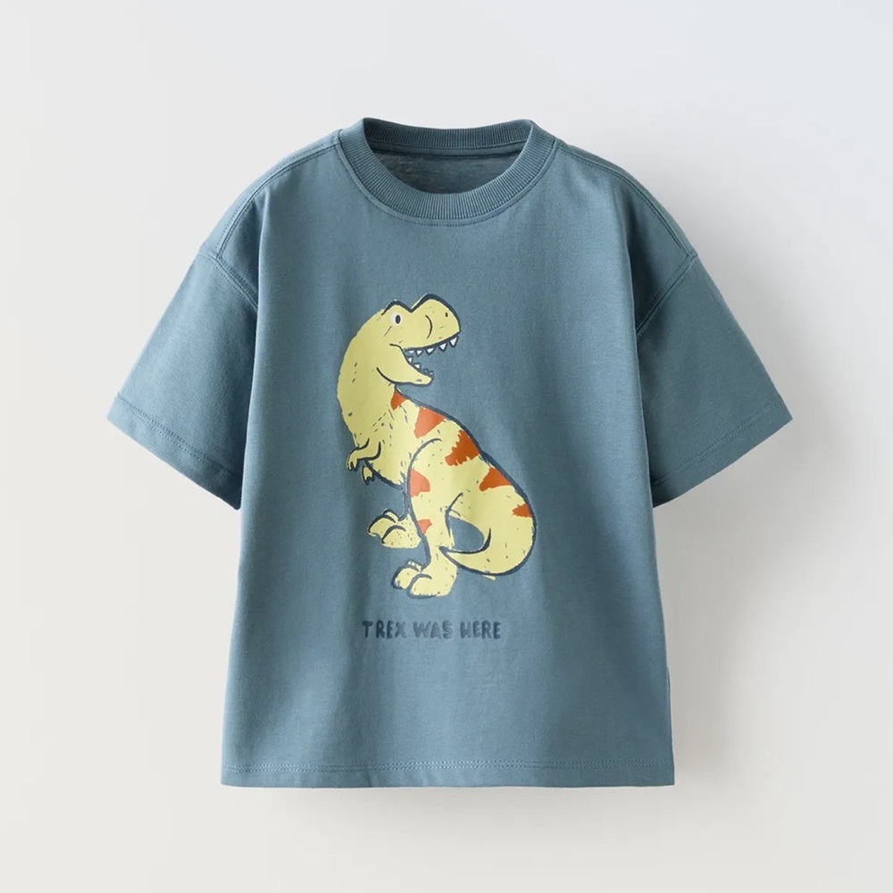 Zara Kids T-Rex Graphic Tee - Blue and Yellow